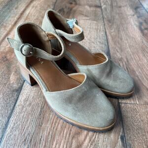 Patina By Portland Leather Tan Suede Block Heeled Mary Jane’s Size 5.5